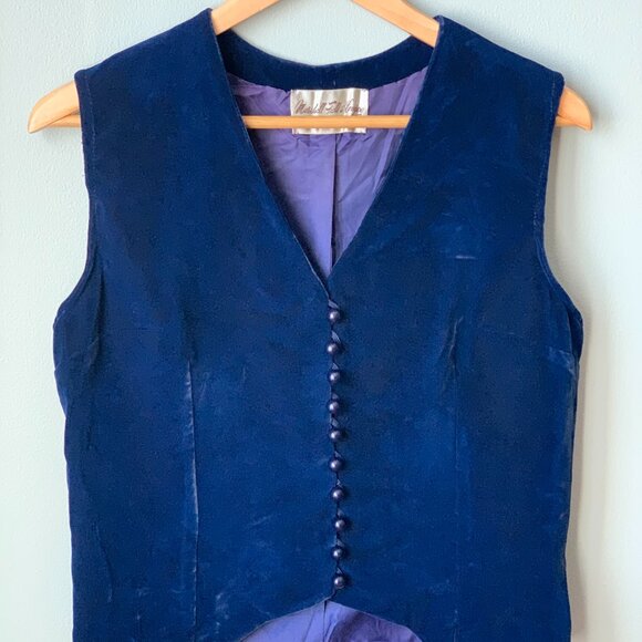 XS Velour Buttoned Vest Vintage Marshall Fields - Picture 17 of 17